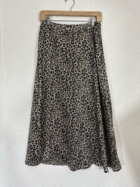Mango Leopard Print A-Line Skirt - Taupe & Black